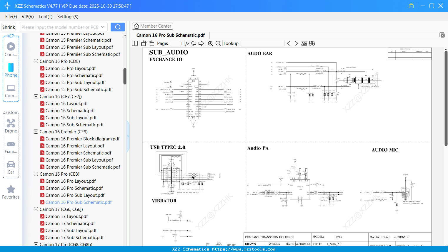 Tecno Camon 16 Pro Sub Schematic